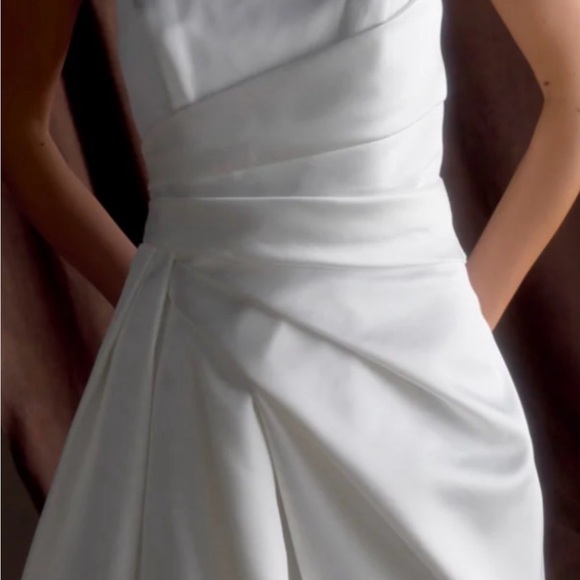 Meshki Dresses & Skirts - Meshki White Draped Asymmetric Wedding Dress